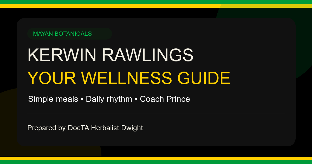 Kerwin Rawlings Premium Personalized Nutrition Plan, a thirty day two-meal plan from Mayan Botanicals